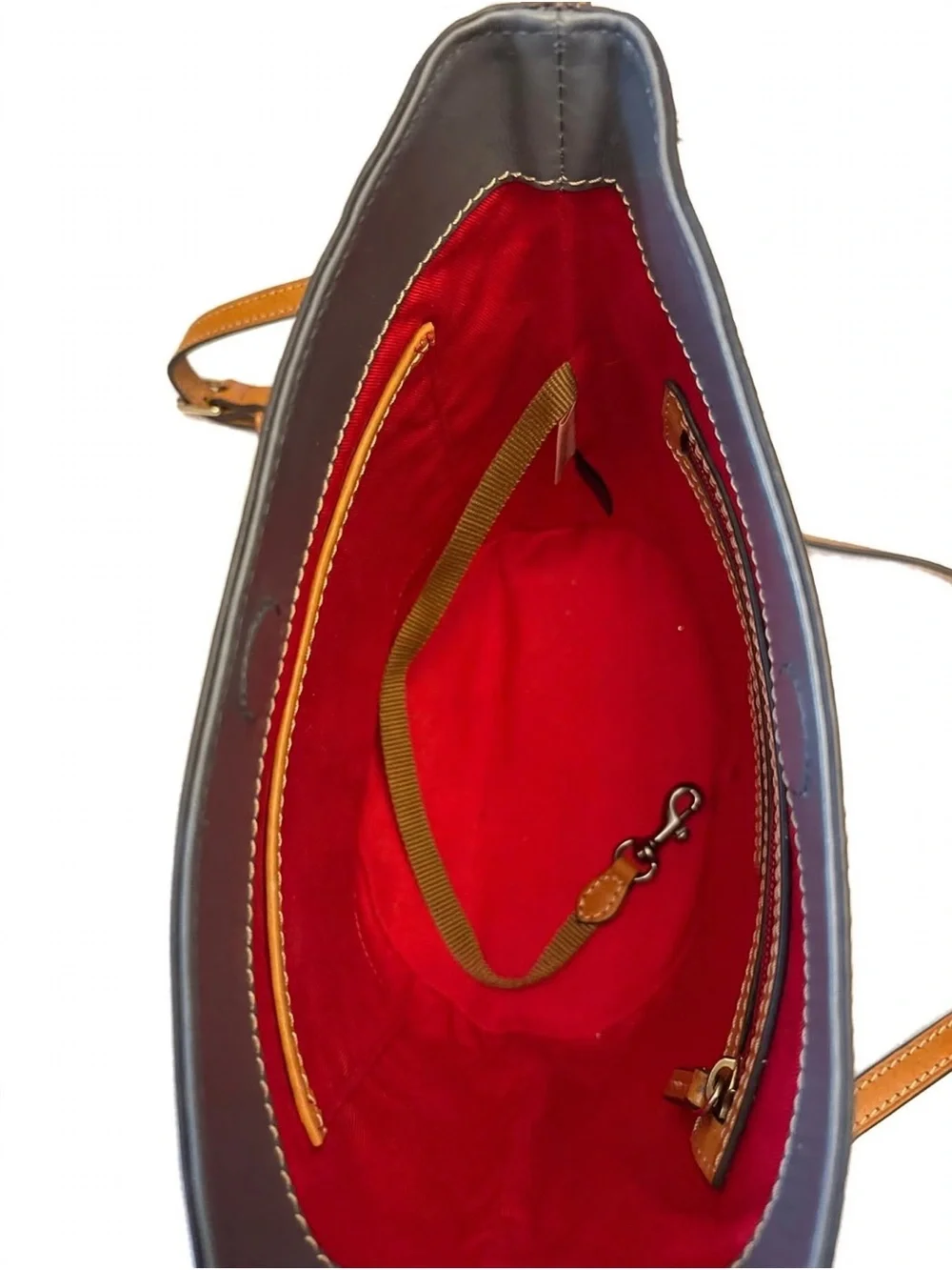 Dooney & Bourke Small Bucket Bag Smooth Leather Slate Grey Tan Trim